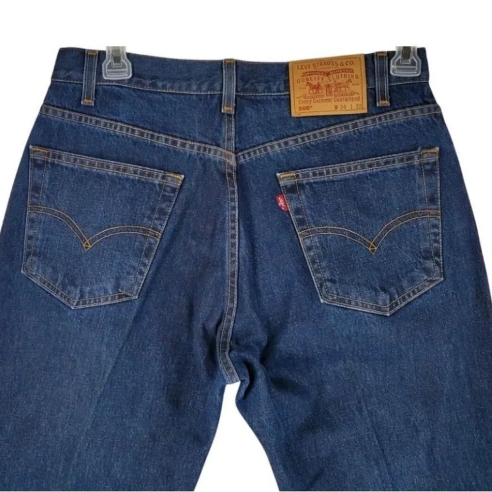 Vtg Y2K Levis 505 Blue Jeans Men 34x32 (32x33) Regular Straight Dark Wash 08/99 - Picture 7 of 13